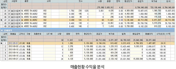 매출현황 수익율 분석